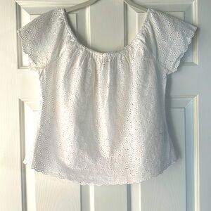 White eyelet top